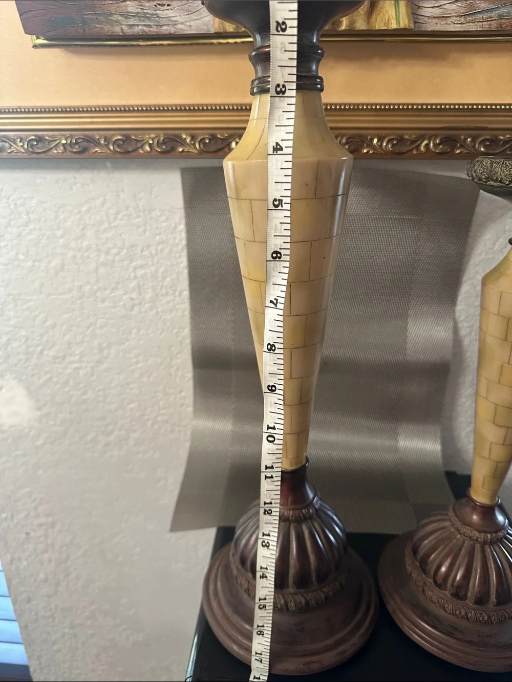 Home Accents Cream and Brown Mosaic Tapered Candle Holders (Pair)